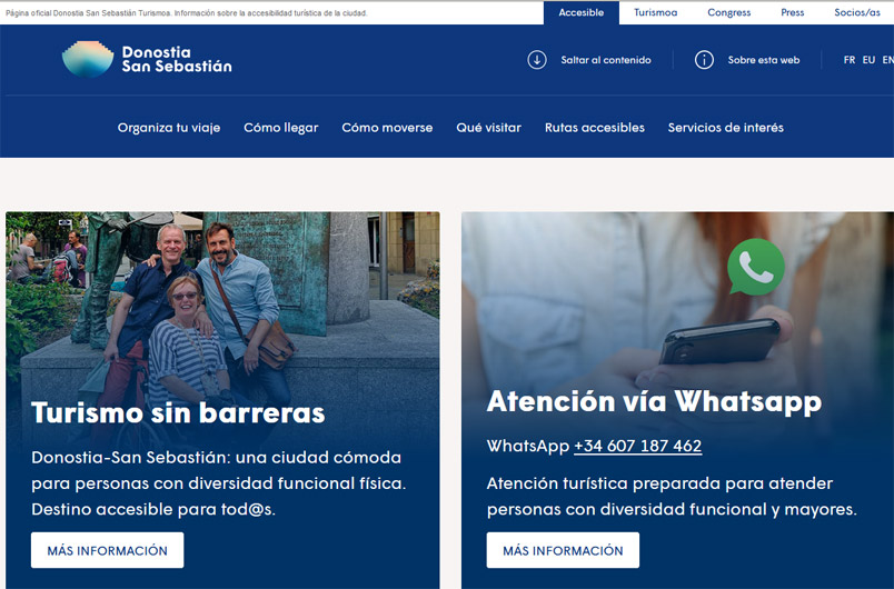 Web accesible de San Sebastian Turismoa